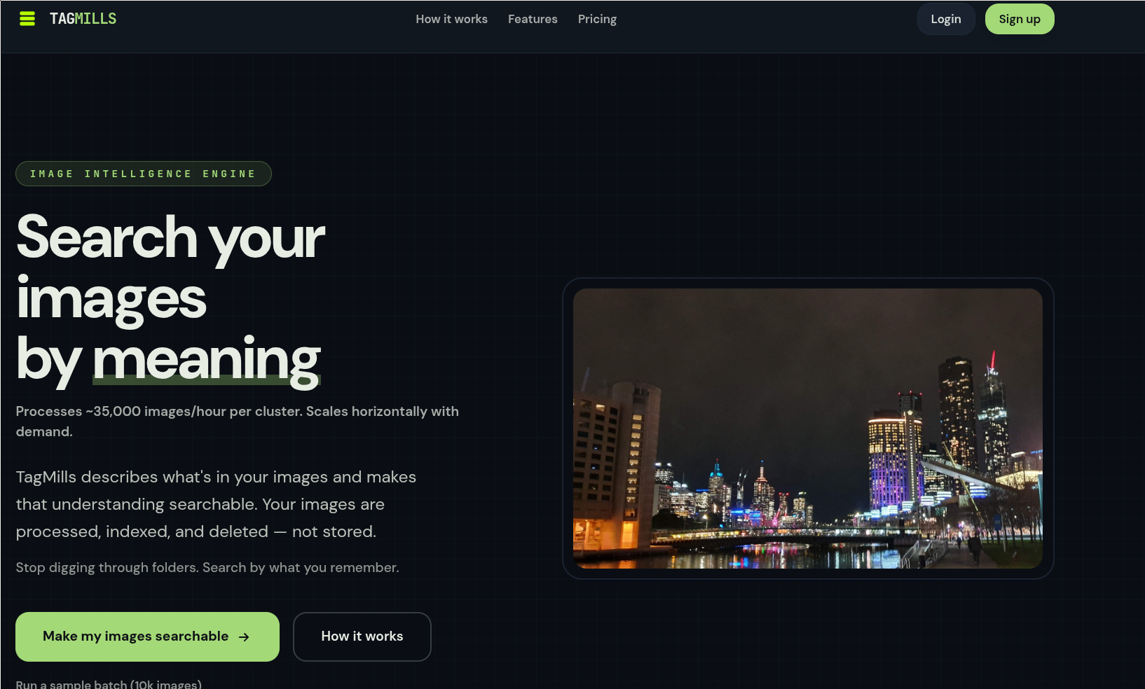 TagMills frontpage interface